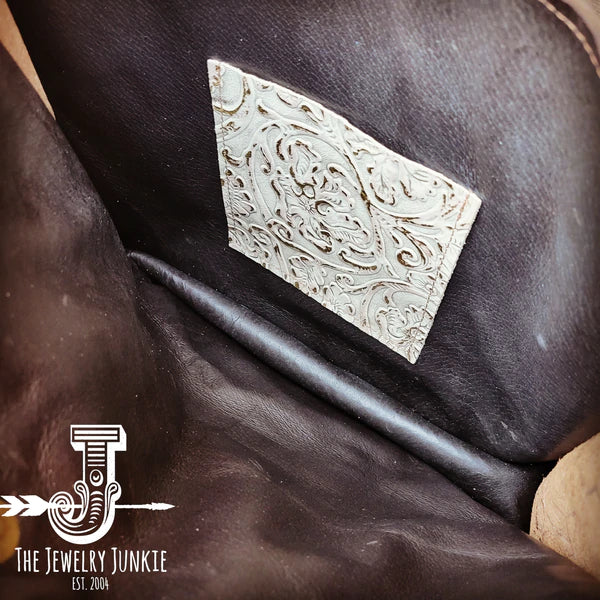 The Jewelry Junkie  Tejas Leather Bucket Hide Handbag with Gilded Cowboy Accent 506s