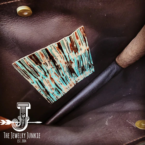 The Jewelry Junkie  Large Hair on Hide Box Handbag w/ Turquoise Chateau Accent 506n