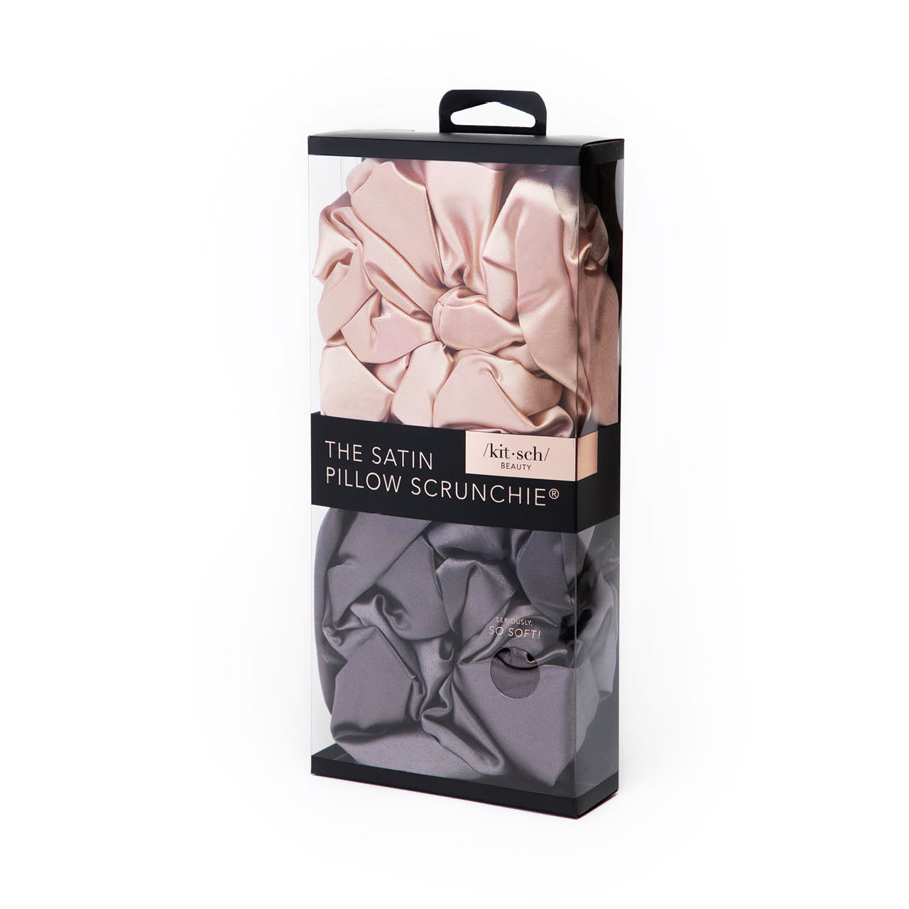 KITSCH Satin Pillow Scrunchies - Blush/Charcoal