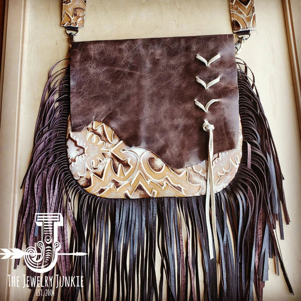 The Jewelry Junkie  Leather Sienna Laredo Handbag w/ Flap and Braid Accent 506L