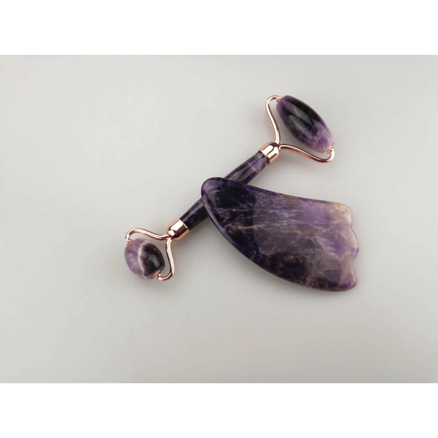 ZAQ Skin + Body Care Amethyst Facial Roller + Gua Sha Set