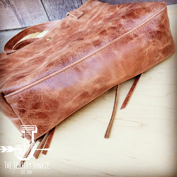 The Jewelry Junkie  Tejas Leather Bucket Hide Handbag with Dallas Turquoise Accent 506t