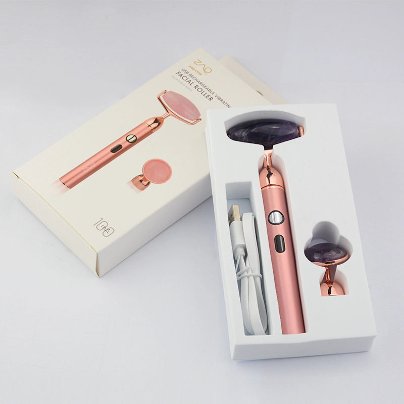 ZAQ Skin + Body Care Sana Amethyst Rechargeable Vibrating Changeable Face Roller