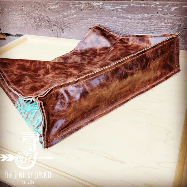 The Jewelry Junkie  Large Hair on Hide Box Handbag w/ Turquoise Gator Accent 507m