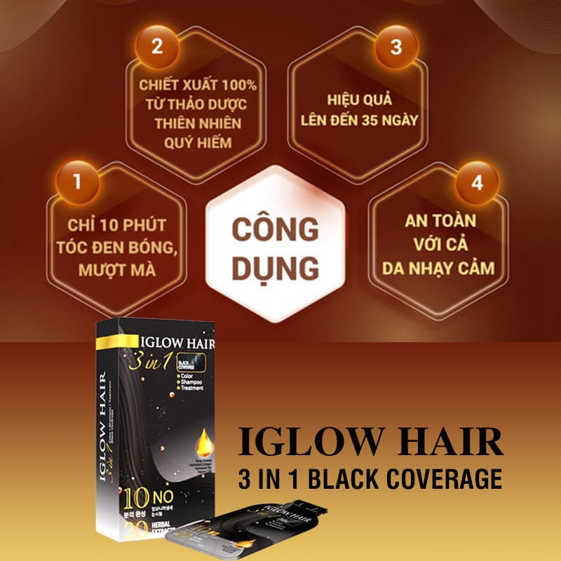 Iglow Hair 3in1 Black Coverage Shampoo - 15 ml