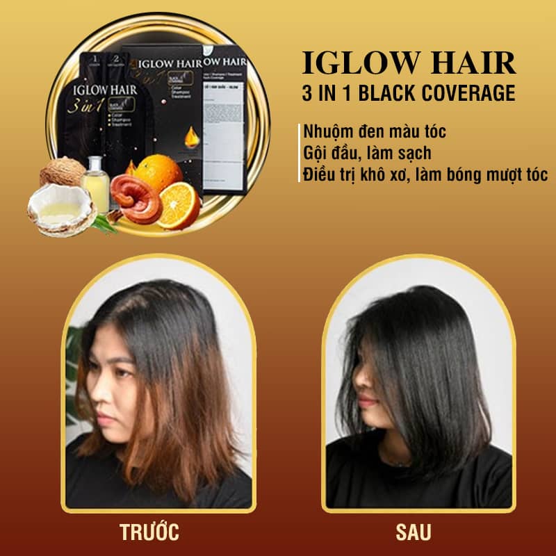 Iglow Hair 3in1 Black Coverage Shampoo - 15 ml