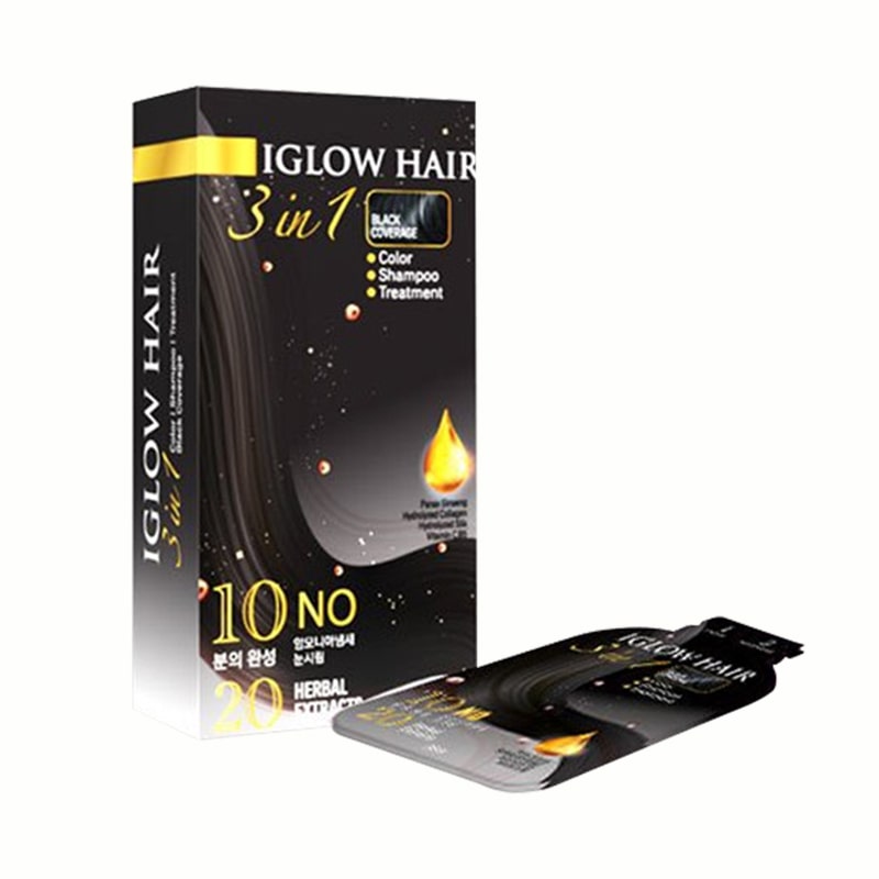 Iglow Hair 3in1 Black Coverage Shampoo - 15 ml