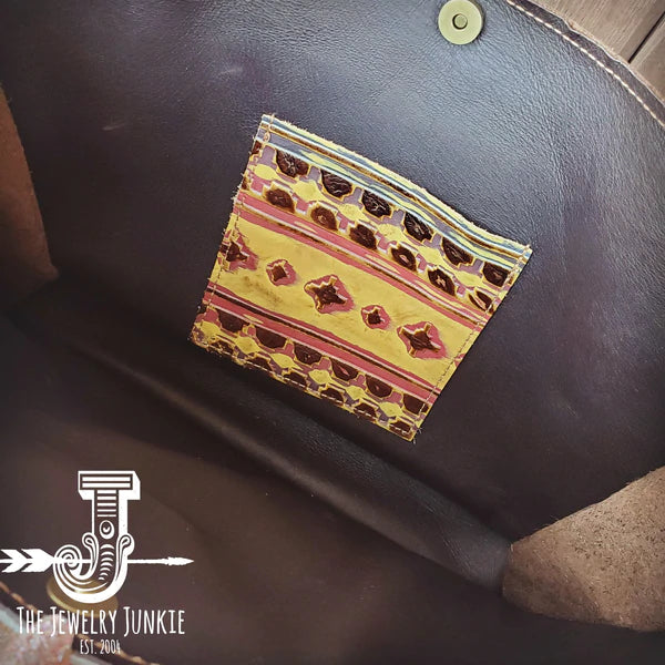The Jewelry Junkie  Large Box Bag Hair on Hide with Yellow Navajo Insert and Fringe 506e