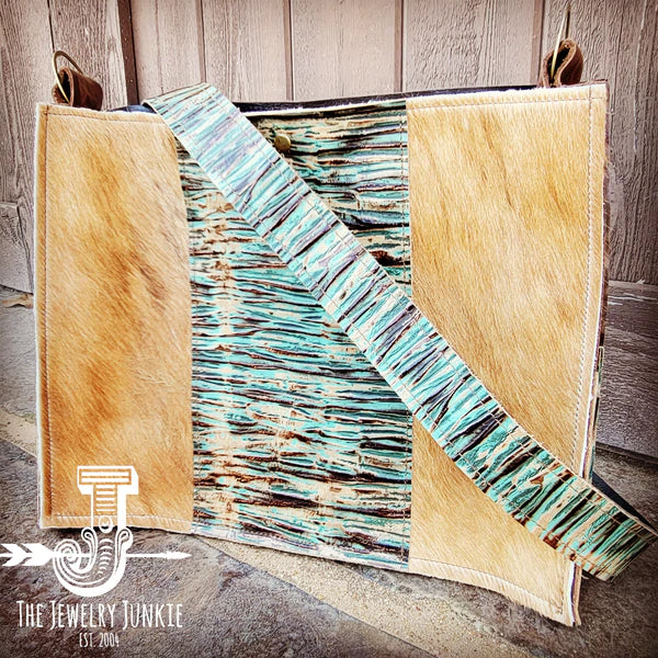 The Jewelry Junkie  Large Hair on Hide Box Handbag w/ Turquoise Chateau & Optional Flap 505s