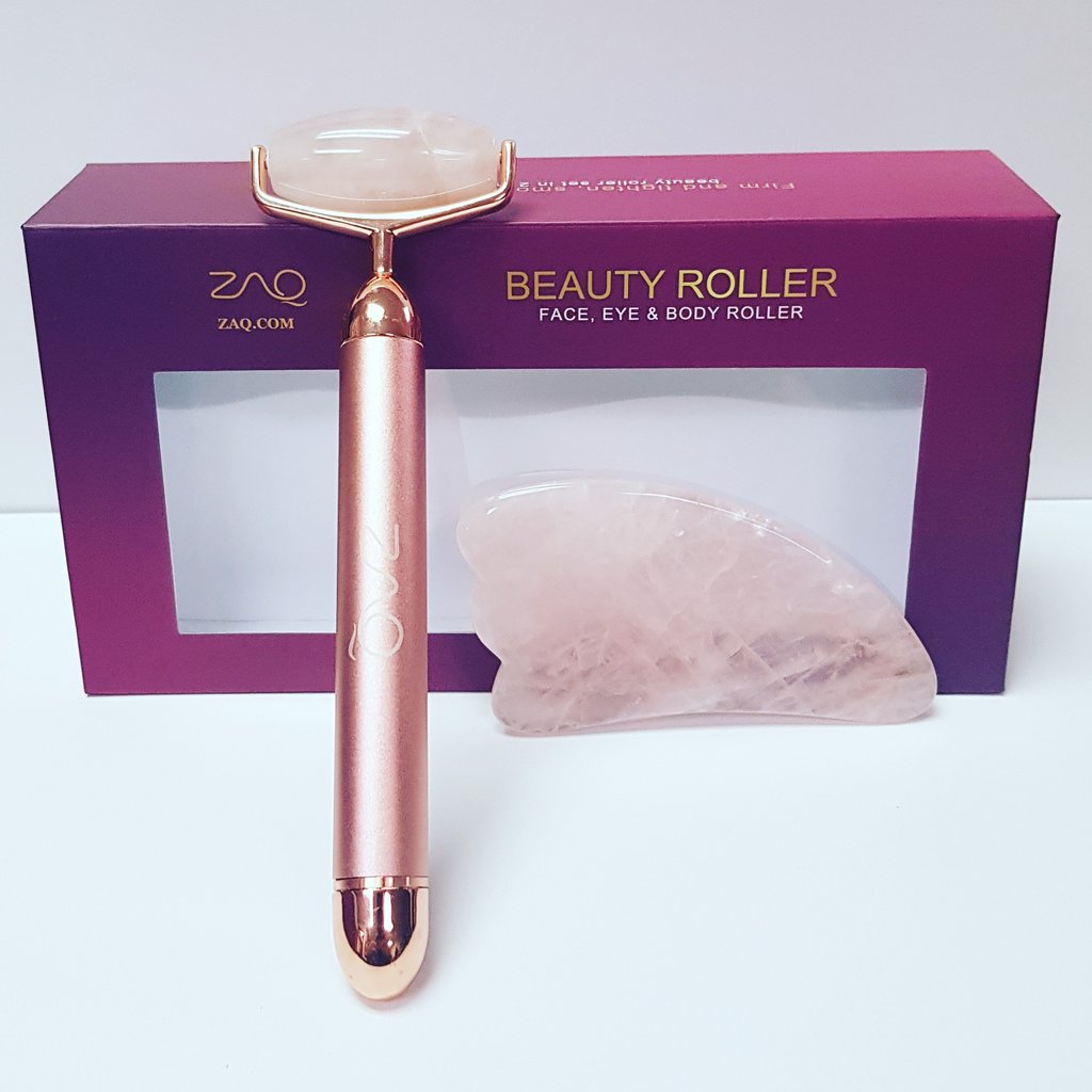 ZAQ Skin + Body Care Roll-On Quartz W-Sonic Vibrating Face Roller + Gus Sha