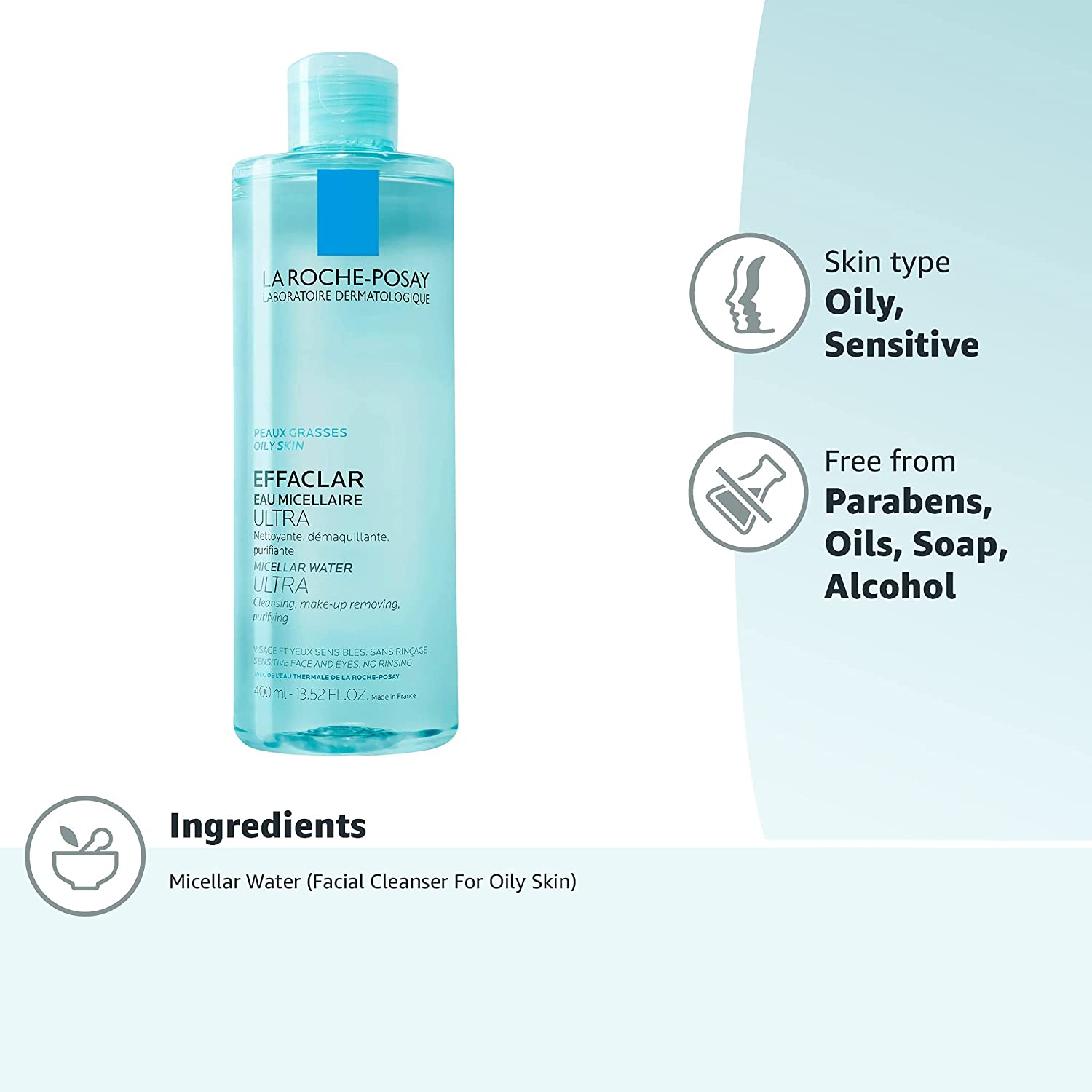 La Roche-Posay Effaclar Micellar Cleansing Water & Makeup Remover for Oily Skin 400 ml