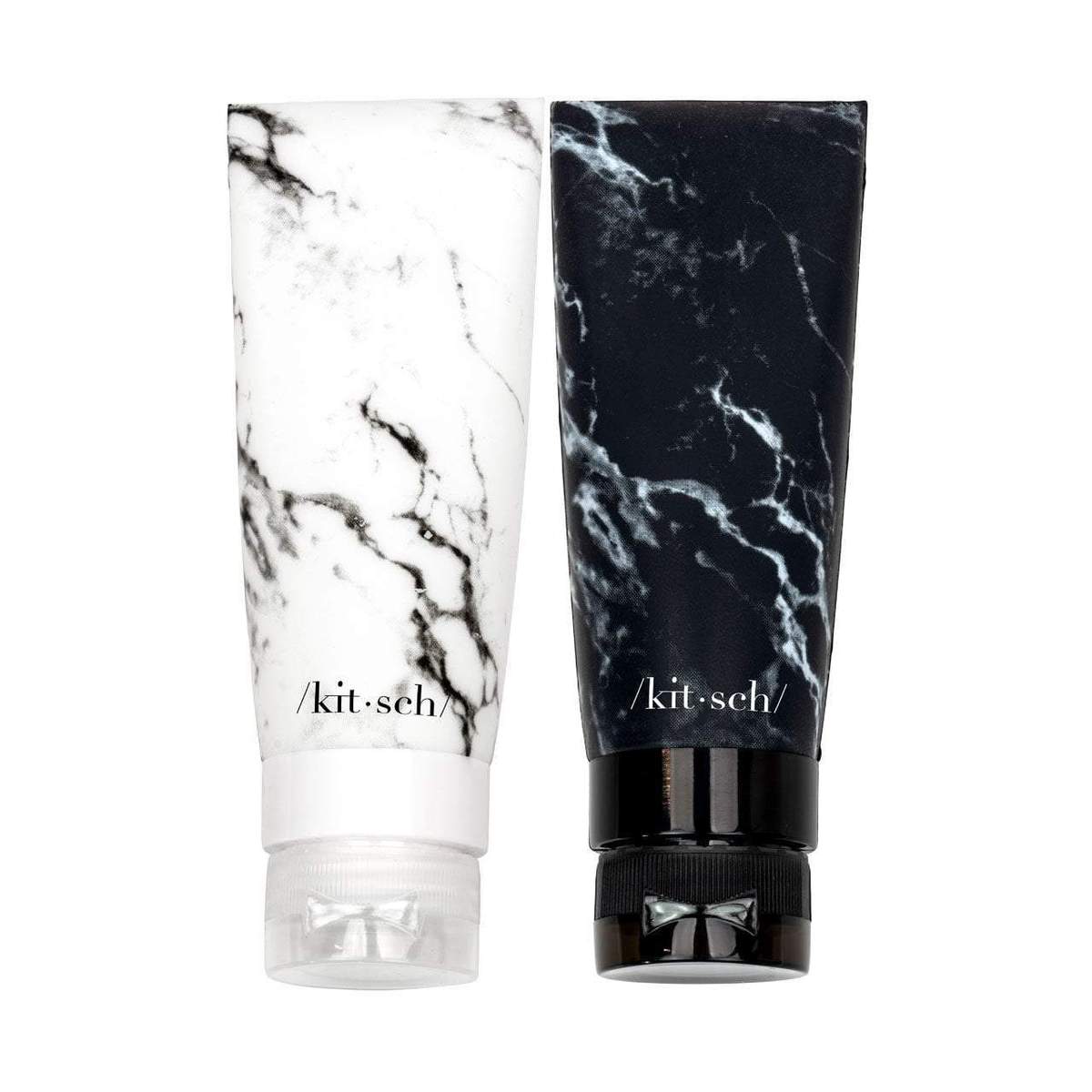 KITSCH Refillable Silicone Bottle 2PC Set - Black & White Marble