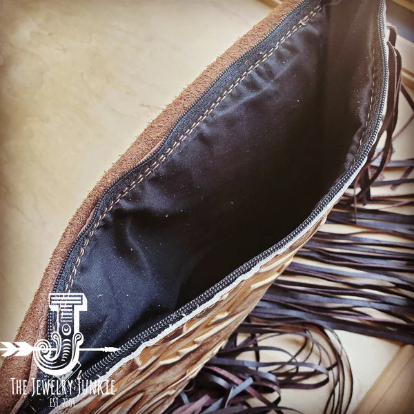 The Jewelry Junkie  Leather Sienna Laredo Handbag w/ Flap and Braid Accent 506L