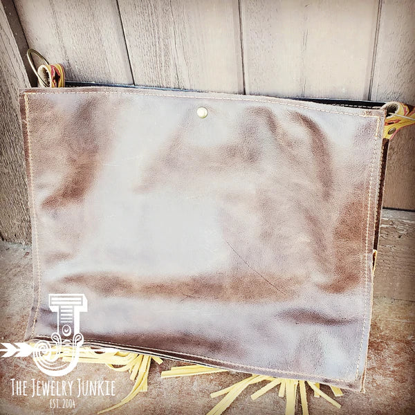 The Jewelry Junkie  Large Box Bag Hair on Hide with Yellow Navajo Insert and Fringe 506e