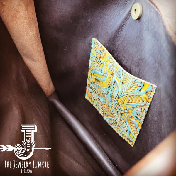 The Jewelry Junkie  Large Hair on Hide Box Handbag w/ Dallas Turquoise Accent 506o