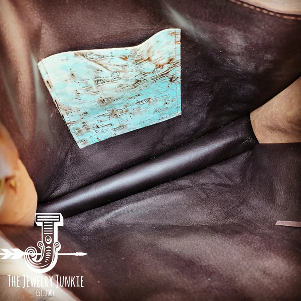 The Jewelry Junkie  Large Hair on Hide Box Handbag w/ Turquoise Metallic Accent 506p