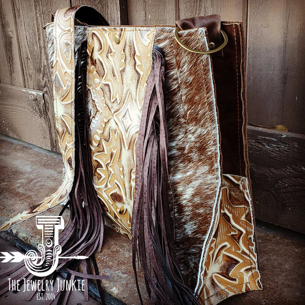 The Jewelry Junkie  Large Box Bag Hair on Hide with Sienna Laredo Insert and Fringe 506k