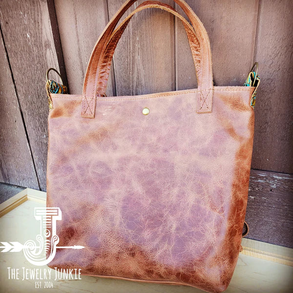 The Jewelry Junkie  Tejas Leather Bucket Hide Handbag with Turquoise Laredo Accent 506u