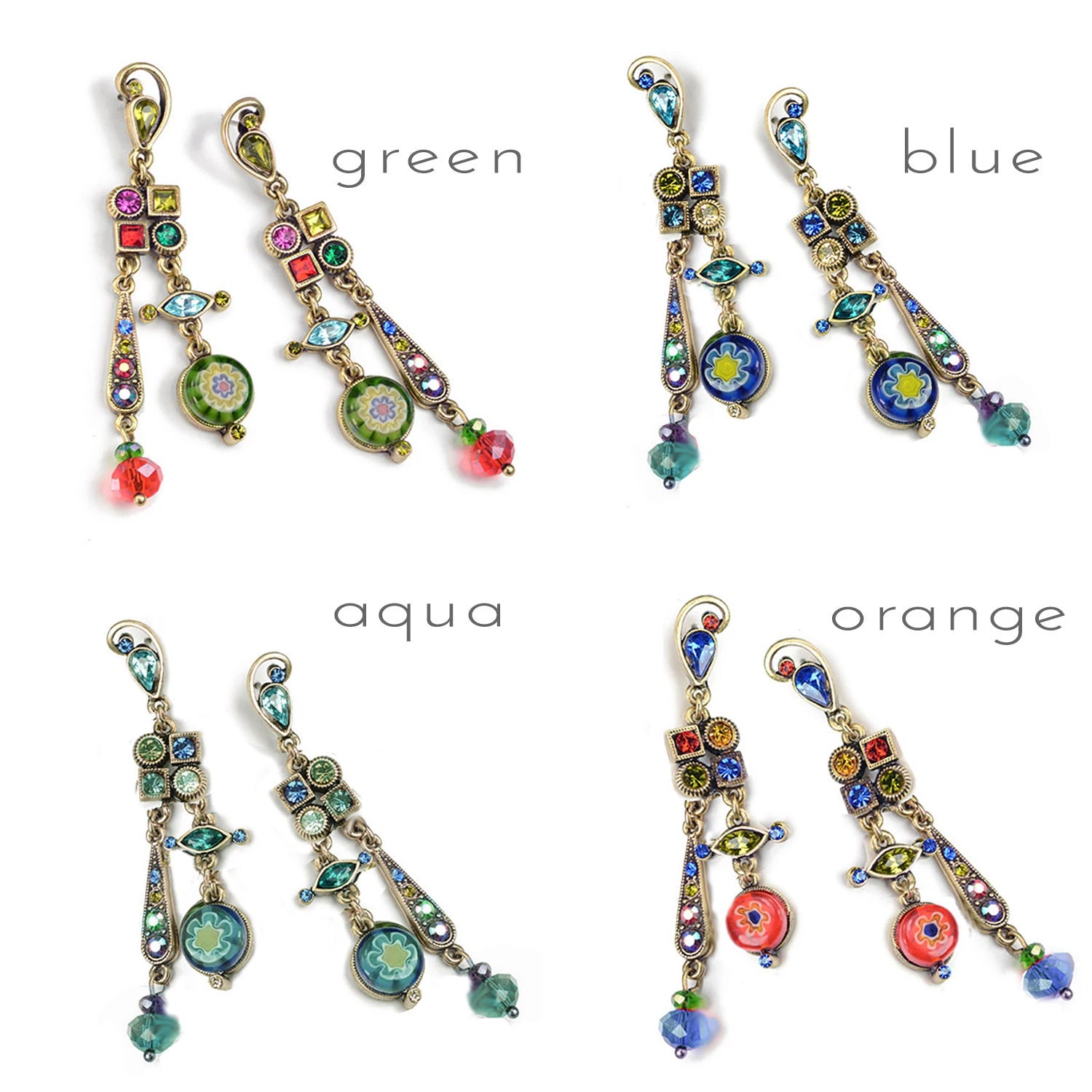 Sweet Romance Millefiori Glass Modern Geometric Earrings E475