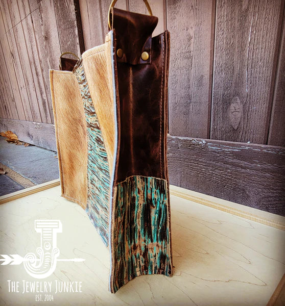The Jewelry Junkie  Large Hair on Hide Box Handbag w/ Turquoise Chateau Accent 506n