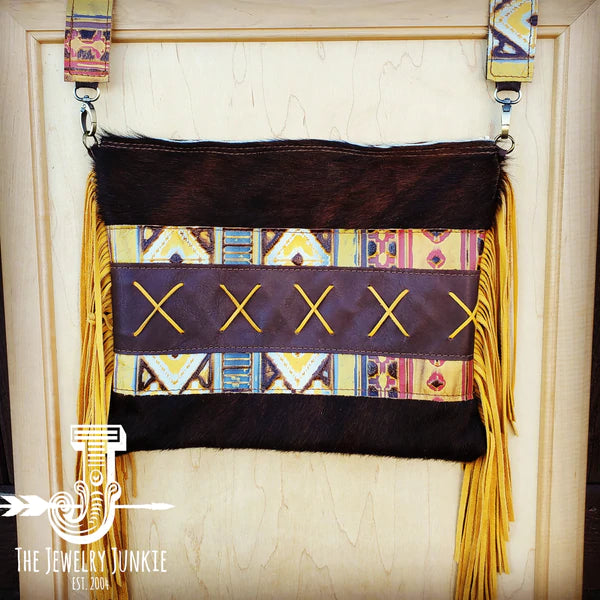 The Jewelry Junkie  Large Crossbody w/ Yellow Navjo Accent and Leather Stitching 506g