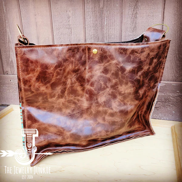 The Jewelry Junkie  Large Hair on Hide Box Handbag w/ Turquoise Gator Accent 507m