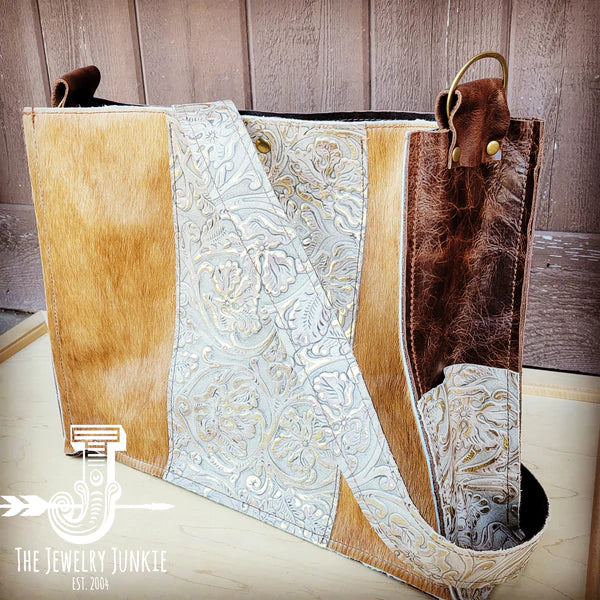 The Jewelry Junkie  Large Hair on Hide Box Handbag w/ Gilded Cowboy Accent 506q