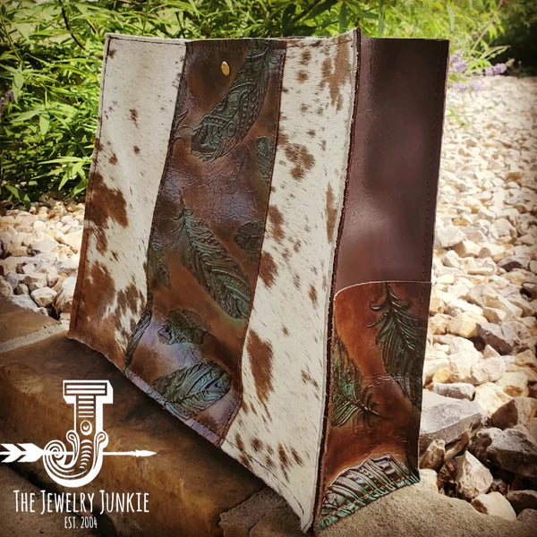 The Jewelry Junkie  Large Hair on Hide Box Handbag w/ Turquoise Feather Accent 506r