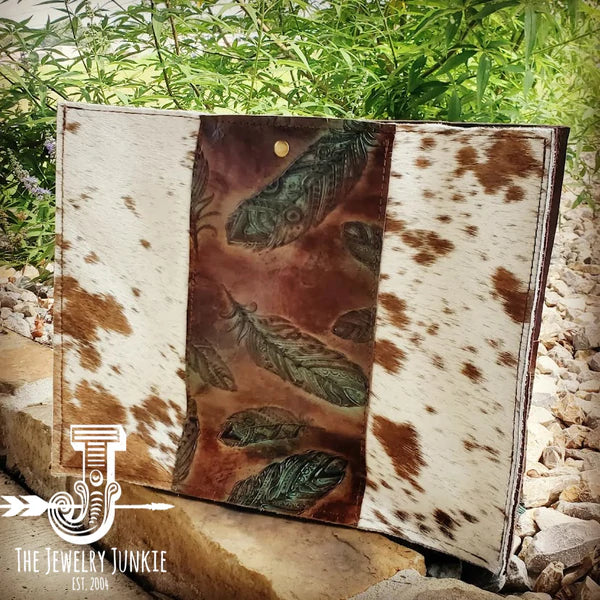 The Jewelry Junkie  Large Hair on Hide Box Handbag w/ Turquoise Feather Accent 506r