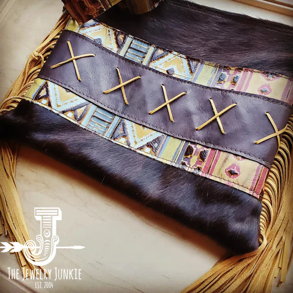 The Jewelry Junkie  Large Crossbody w/ Yellow Navjo Accent and Leather Stitching 506g