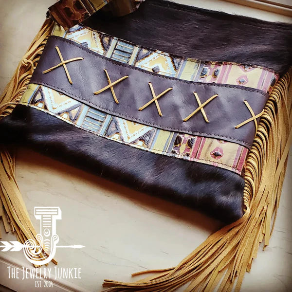 The Jewelry Junkie  Large Crossbody w/ Yellow Navjo Accent and Leather Stitching 506g
