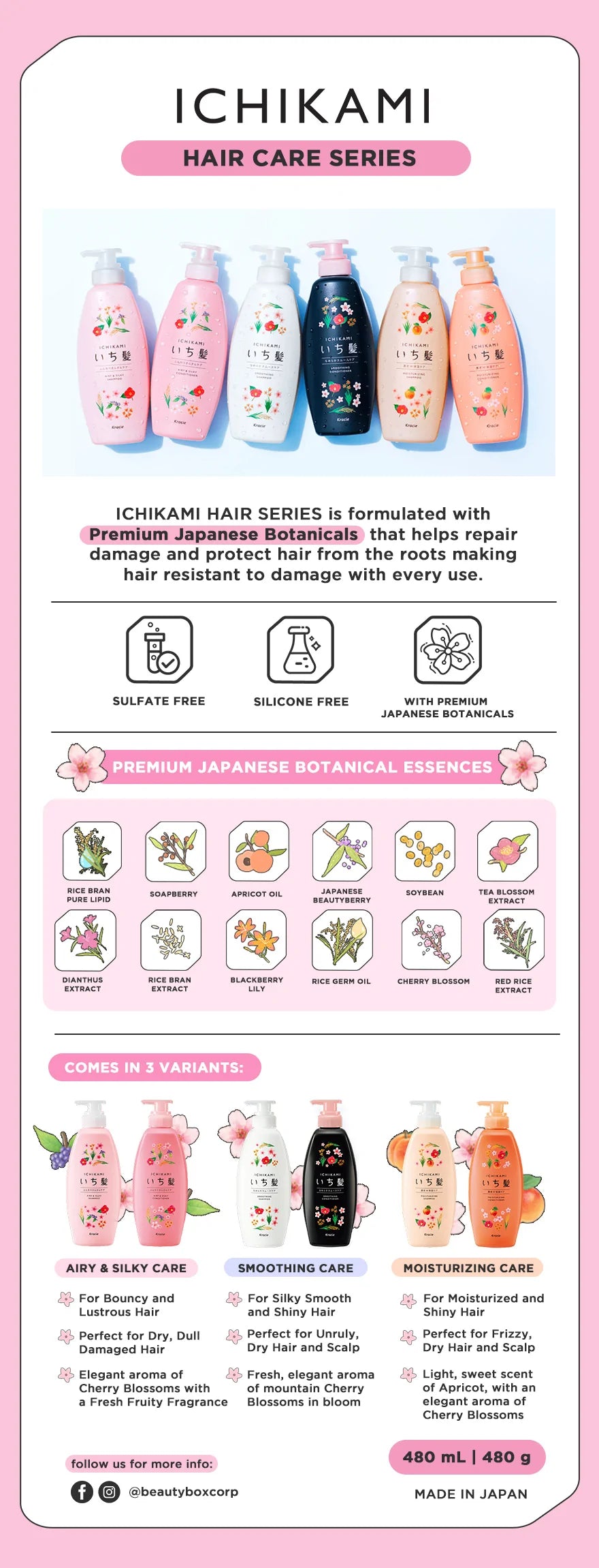 ICHIKAMI AIRY & SILKY HAIR CARE CONDITIONER & SHAMPOO SET 480g