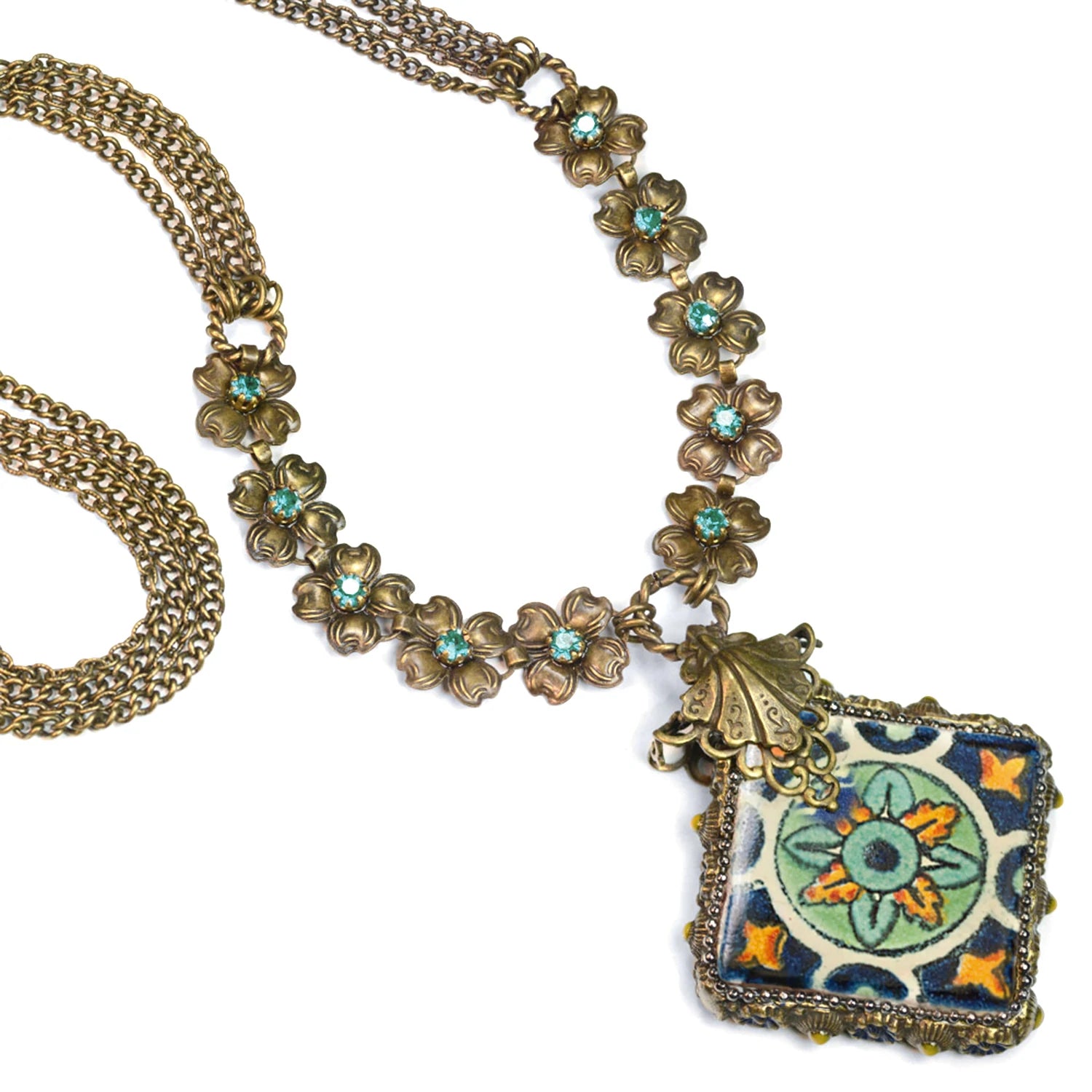 Sweet Romance Talavera Tile Flower Boho Necklace (Buy 2 Get 1 Free Mix & Match)