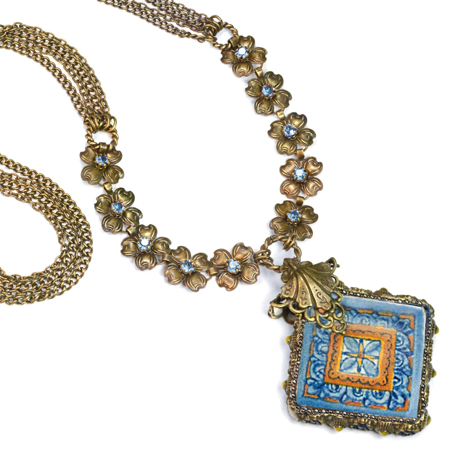 Sweet Romance Talavera Tile Flower Boho Necklace (Buy 2 Get 1 Free Mix & Match)