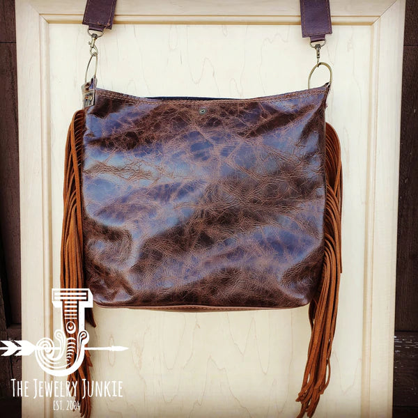 The Jewelry Junkie  Tejas Leather Bucket Leopard Handbag with Santa Fe Accent 505g