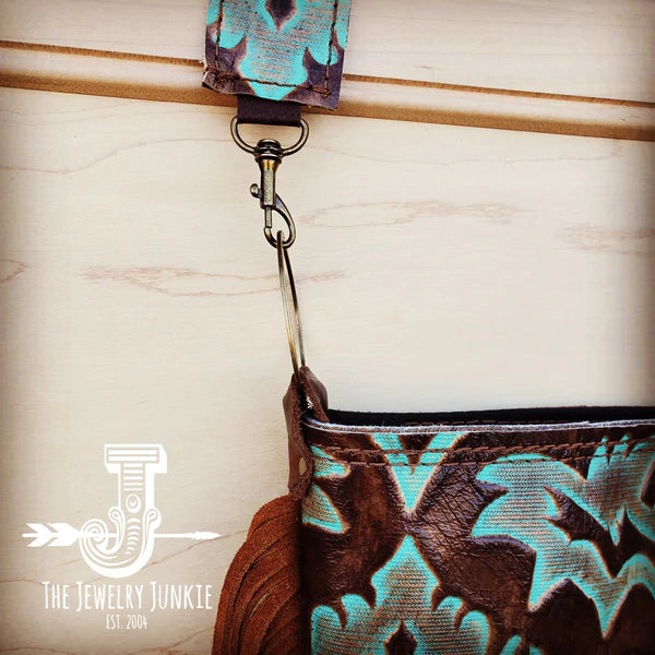 The Jewelry Junkie  Tejas Leather Bucket Hide Handbag with Turquoise Laredo Accent 505i