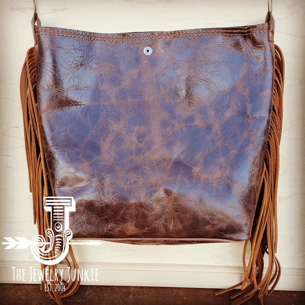 The Jewelry Junkie  Tejas Leather Bucket Hide Handbag with Turquoise Laredo Accent 505i