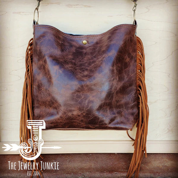 The Jewelry Junkie  Tejas Leather Bucket Metallic Handbag with Santa Fe Accent 505f