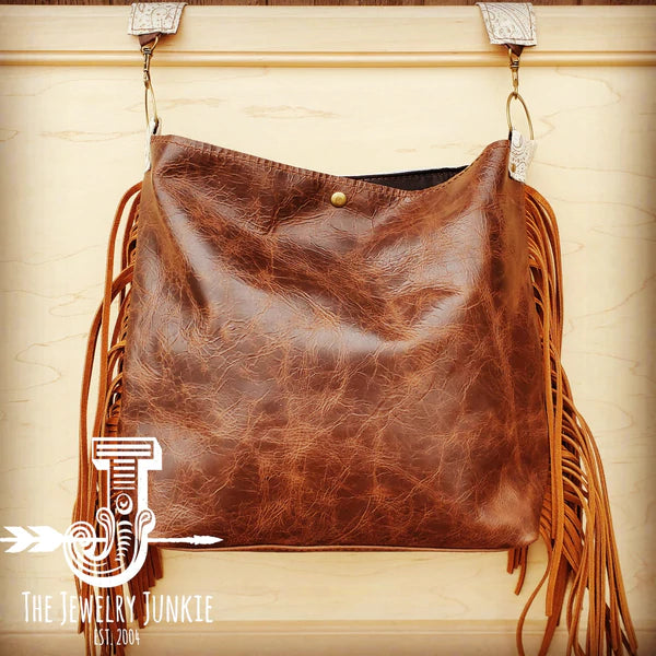 The Jewelry Junkie  Tejas Leather Bucket Hide Handbag with Oyster Paisley Accent 505k