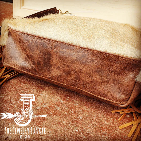 The Jewelry Junkie  Tejas Leather Bucket Hide Handbag with Oyster Paisley Accent 505k