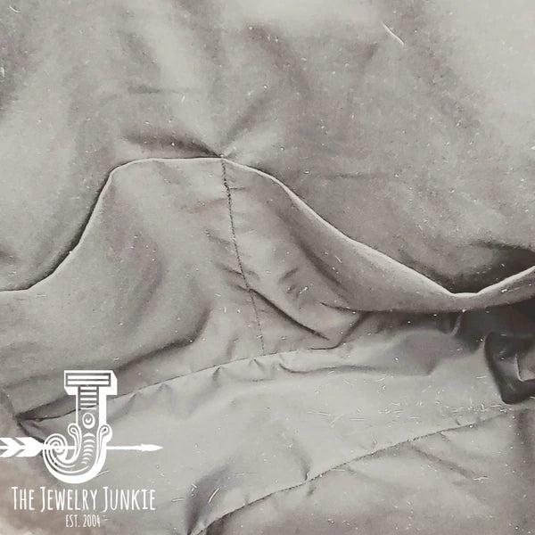 The Jewelry Junkie  Tejas Leather Bucket Handbag w/ Brown Fringe & Turquoise Slabs 505p