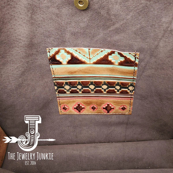 The Jewelry Junkie  Tejas Leather Bucket Hide Handbag with Navajo Accent 506v