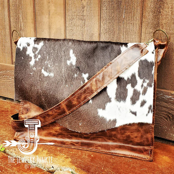 The Jewelry Junkie  Large Leather Box Handbag w/ Hair on Hide Flap 505r