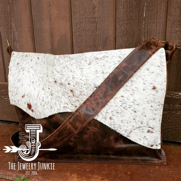 The Jewelry Junkie  Large Leather Box Handbag w/ Hair on Hide Flap 505r