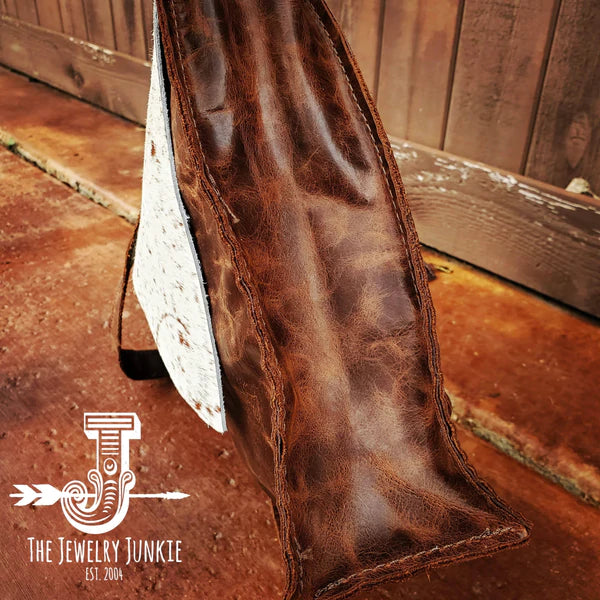 The Jewelry Junkie  Large Leather Box Handbag w/ Hair on Hide Flap 505r