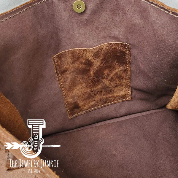 The Jewelry Junkie  Large Leather Box Handbag w/ Hair on Hide Flap 505r