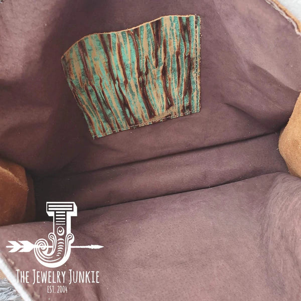 The Jewelry Junkie  Large Hair on Hide Box Handbag w/ Turquoise Chateau & Optional Flap 505s