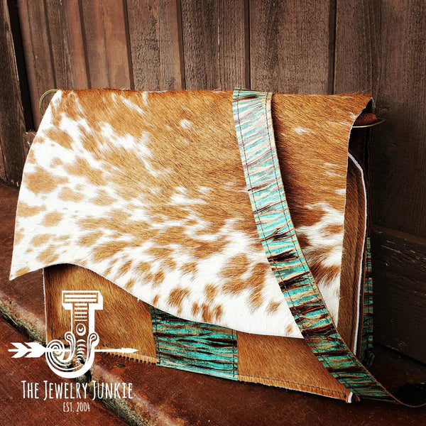 The Jewelry Junkie  Large Hair on Hide Box Handbag w/ Turquoise Chateau & Optional Flap 505s