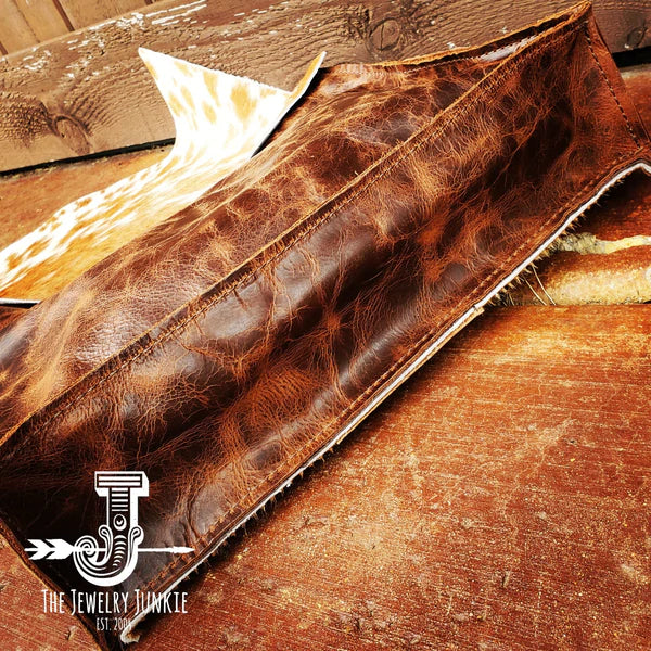 The Jewelry Junkie  Large Hair on Hide Box Handbag w/ Turquoise Chateau & Optional Flap 505s