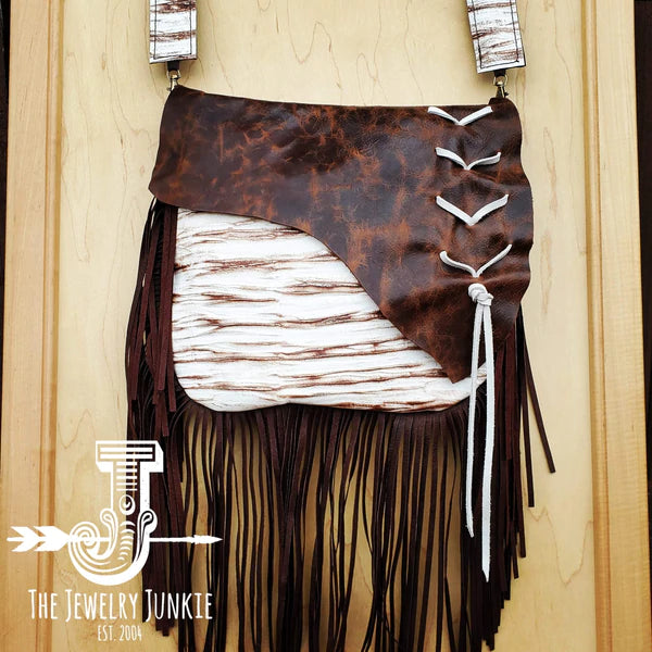 The Jewelry Junkie  Leather White Chateau Handbag w/ Flap and Braid Accent 505x